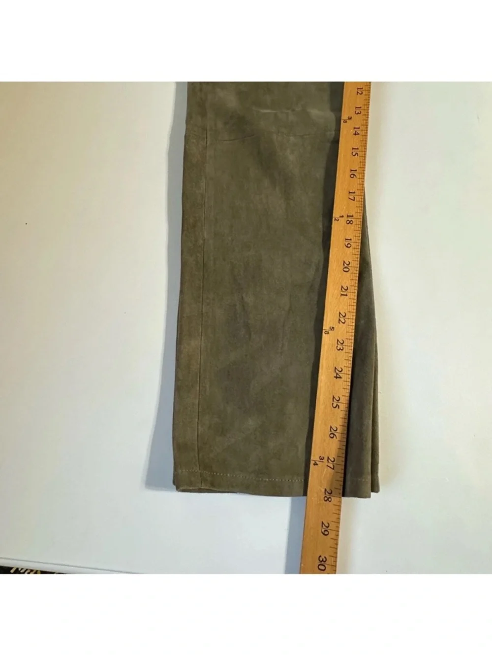 The Row Olive Green Lambskin Suede Straight-Leg Pants (Quiet Luxury) - Picture 13 of 13